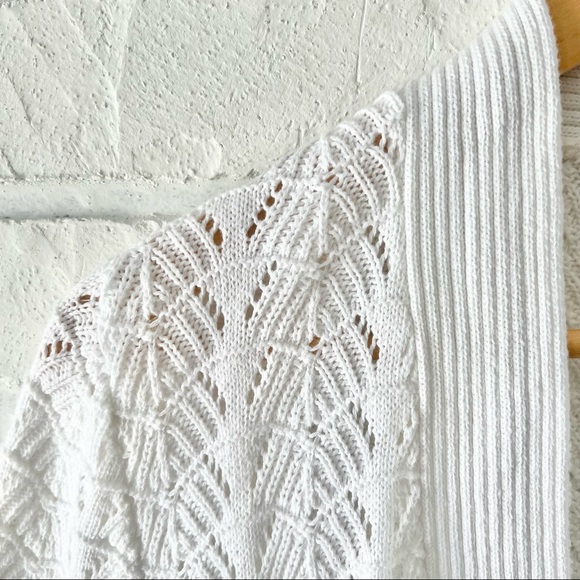Vintage white open front short sleeve crochet cocoon cardigan sweater S - Picture 8 of 10